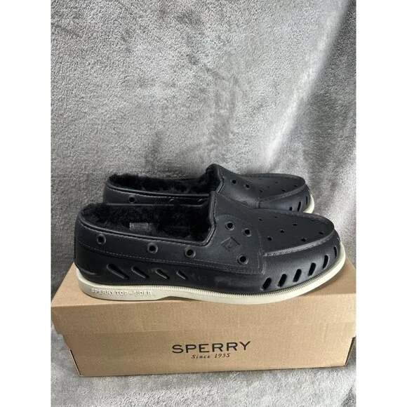 Sperry Men's Black Authentic Original Float Slip-on Boat Shoes Size 10M - Picture 1 of 7